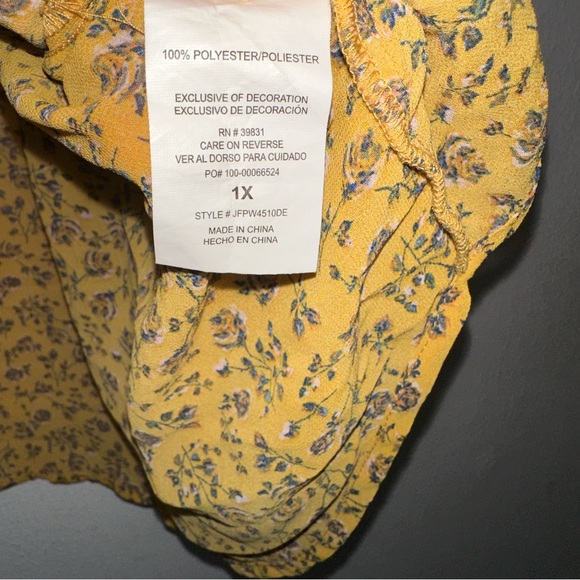 Mason & Belle Yellow Floral Embroidered Boho Blouse - Picture 4 of 7